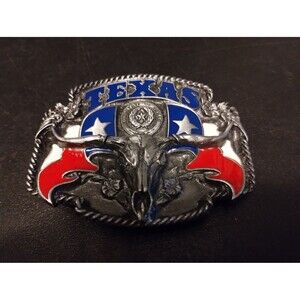 NEW Vintage Siskiyou Republic of Texas Flag Longhorn Belt Buckle Lone Star State